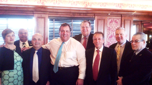 Photo courtesy Town of HarrisonGov. Chris Christie with his Harrison backers.