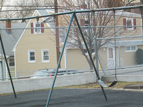 Photo by Ron Leir Some swings are missing.