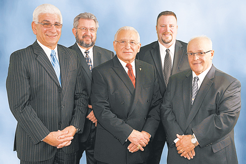 Photo courtesy of Lyndhurst 1st Team Candidates aligned with current administration are (fr. 1) Thomas DiMaggio, Theodore Dudek, Mayor Robert Giangeruso, John Montillo Jr. and Matthew Ruzzo