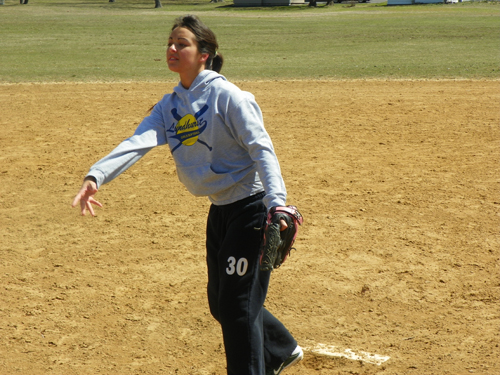 Photos by Jim Hague Junior Gabriella Lombardozzi returns for her third season as the starting pitcher for the Queen of Peace softball team