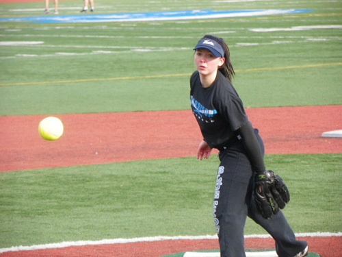Photos by Jim Hague Harrison sophomore pitcher Fiona Slattery holds the key to the Blue Tide’s success this season.