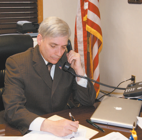 Photo by Karen Zautyk Nutley Commissioner Steve Rogers in his office.