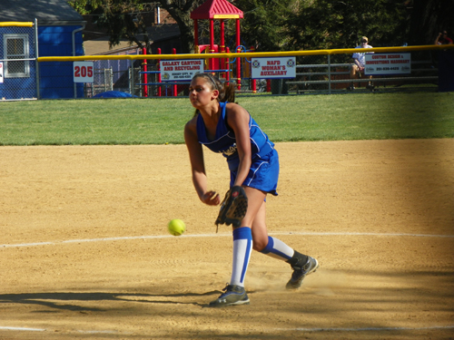 Photo by Jim Hague Junior Tanna Avella is the main pitcher on the North Arlington softball team this spring.