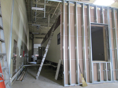 Photo by Ron Leir Trailers placed inside Police/Fire Station will serve as makeshift offices and firefighter living quarters