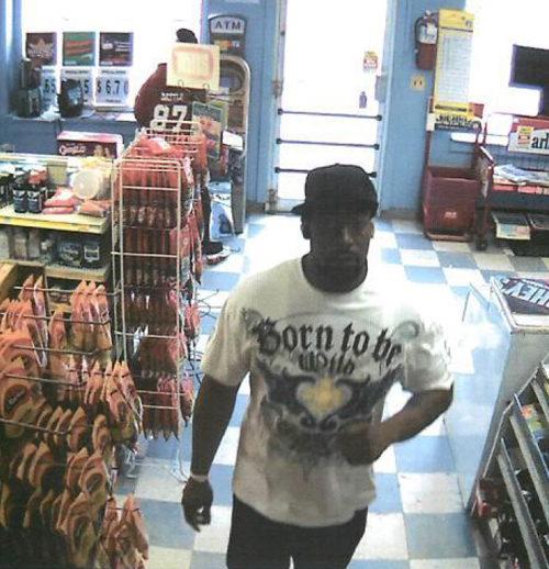 Photos courtesy of Belleville P.D. Security video shows a suspect apparently casing out a Belleville store (bottom) and the actual robbery of that store.