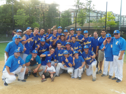 Photo by Jim Hague The Lyndhurst baseball team celebrates after winning the NJSIAA North Jersey Section 2, Group II championship last Friday in Lyndhurst. The Golden Bears scored three runs in the bottom of the seventh inning to secure a thrilling 8-7 victory. It was the school’s first state sectional title since 2008.