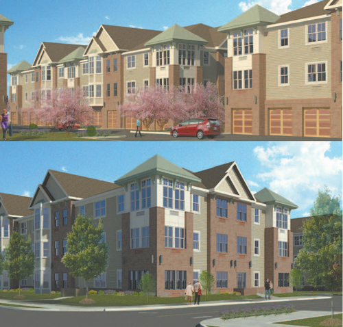 Renderings courtesy Russo Development Co. An artist’s conception of Schuyler Crossing, from two different perspectives.