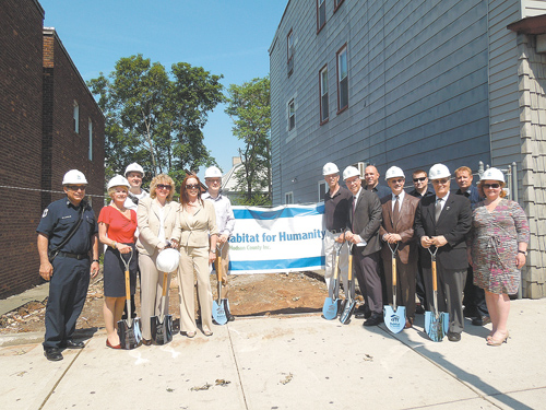 Photo courtesy Greg Strid Sponsors and supporters of Habit for Humanity’s at ceremonial groundbreaking for its first Kearny project at 41 Kearny Ave.
