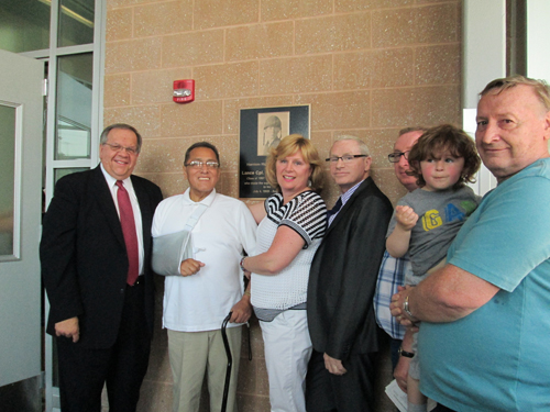 Harrison dedicated high school natatorium last week in memory of Lance Cpl. Donald Blue Scott Family members and local officials participated in ceremony.