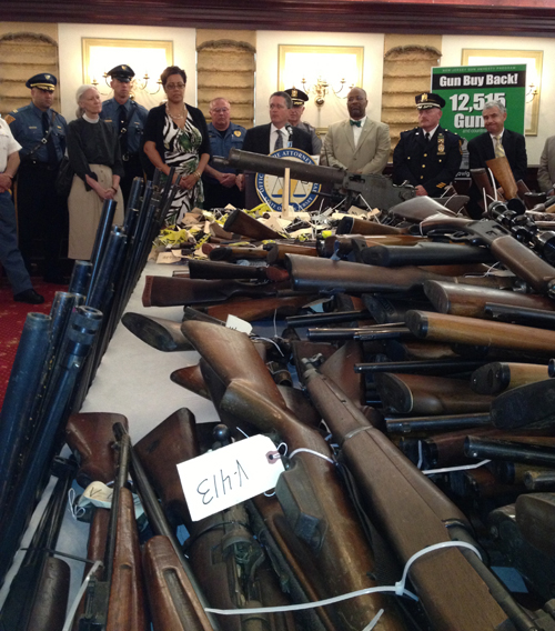Photo courtesy N.J. Attorney General’s Office A now-familiar scene: More weapons turned in, these from Cumberland County