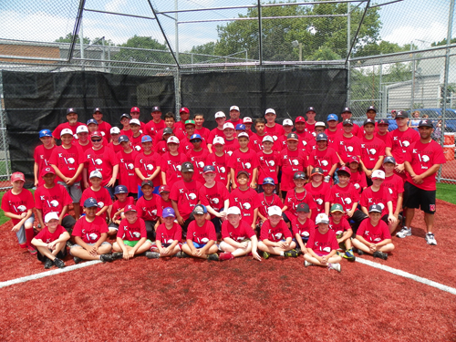 Photo by Jim Hague The participants, coaches and instructors all get together for a group shot at the second annual Kearny baseball camp, organized by Kearny High head coach Frank Bifulco (far right, standing).