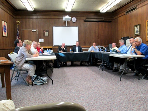 Photo by Ron Leir Kearny Board of Education members tussle over who should occupy the president’s seat.