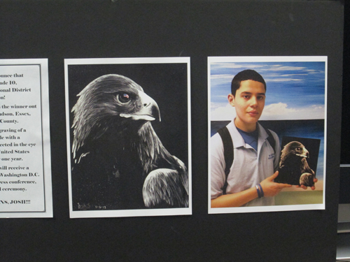Photo by Ron Leir Harrison’s Josh Santiago displays his art project that captured first place in a Congressional art competition.
