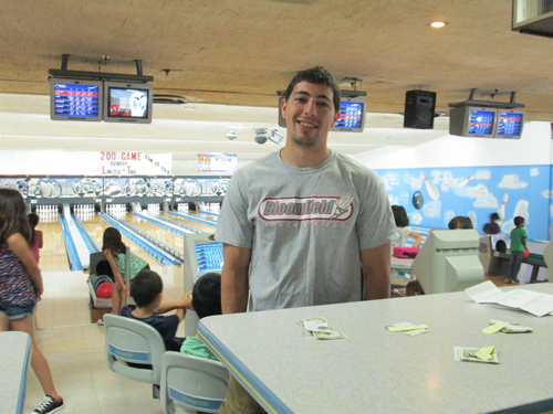 Photo by Ron Leir Every other Friday, kids practice at the Bowl-O-Rama under the watchful eye of Terry Iavarone.