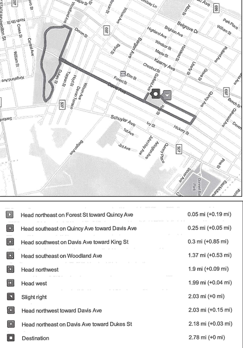 Map, graphic courtesy Kearny High School Map outlines route for upcoming 5K Run; chart provides more detail.