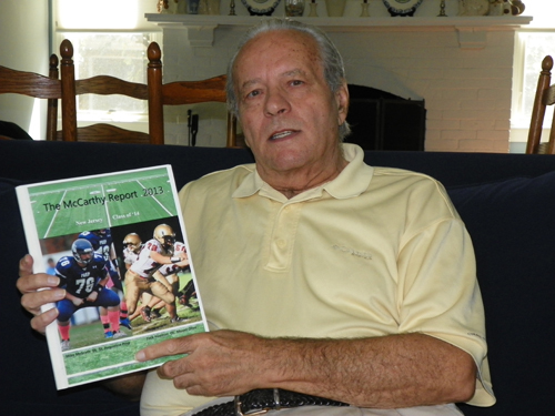 Photo by Jim Hague North Arlington resident Dennis McCarthy has once again done his due diligence and with the help of his son David has produced the 2014 McCarthy Report, the premier tout service for high school football players in New Jersey to major colleges.