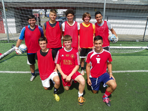 Photo by Jim Hague Kearny will look to improve on last year’s 17-win season that culminated in the Hudson County Tournament championship. Front row, from l., are Michael Diaz, Cort Mantenino and Michael Almeida. Back row, from l., are Michael Barros, Damian Kolodziej, Andrew Quintos, Christopher Smith and Sebastian Ferreira.