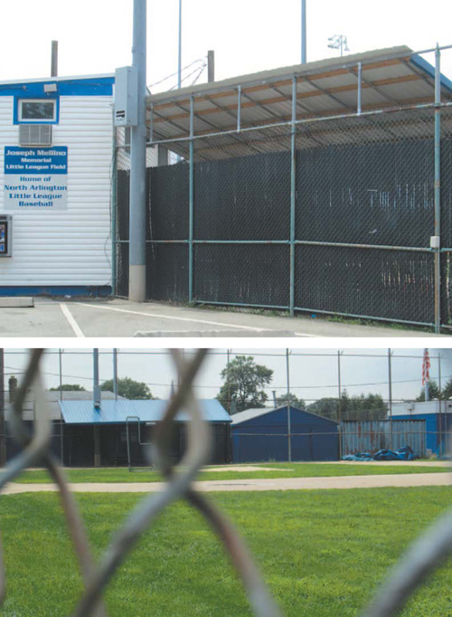 Photos by Ron Leir Little League building (top) may give way to deeper backstop and well-worn field (below) is destined for face-lift.