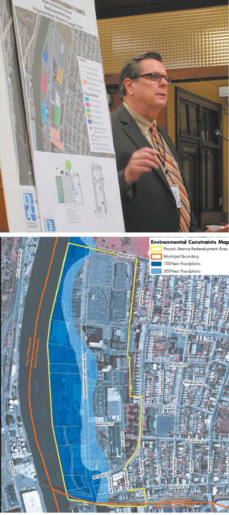 Avenue Redevelopment Area Town of Kearny, Hudson County New Jersey Environmental Constraints Map Passaic Avenue Redevelopment Area Municipal Boundary 100-Year Floodplains 500-Year Floodplains November 2007 Photo by Ron Leir, map courtesy Town of Kearny TOP: State planner Robert Tessier assesses Passaic Ave. Redevelopment Plan. BOTTOM: Yellow border denotes redevelopment area bordering Passaic River.