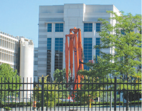 Photo by Ron Leir Aside from drilling on public streets, Roche is installing test wells on its property to check for toxins.