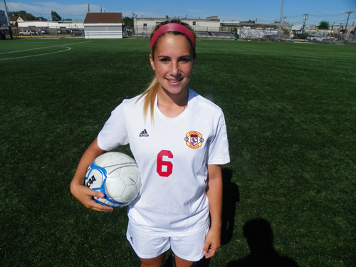 Photo by Jim Hague Senior midfielder Nicole Kelly is the most experienced member of the Kearny girls soccer team that has been ravaged by preseason injury.