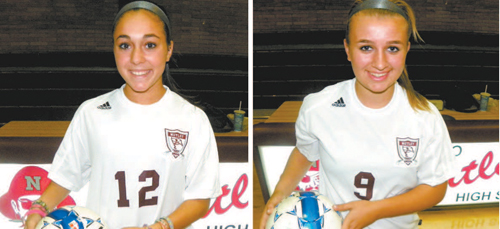 by Jim Hague Senior Natalie Melillo (l.) and junior Victoria Kealy (r.) have combined to score 20 goals and collect 11 assists in just six games for the undefeated Nutley girls’ soccer team, enjoying a 5-0-1 start thus far.