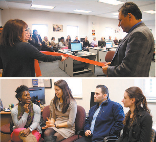 Photos courtesy Goodwill Industries Staff and guests from various agencies gather at last Wednesday ’s ribboncutting ceremony for new Goodwill Industries job counseling center in Harrison.