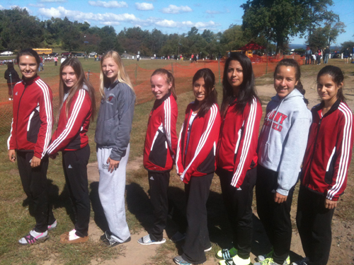 Photo by Jim Hague The Kearny girls’ cross country team had a fine showing at the Passaic County Coaches Invitational meet at Garret Mountain in Woodland Park Saturday. From l. are Anna Czykier, Julia Coppola, Mariah Davila, Aislinn Sroczynski, Erika Alzamora, Noemi Campos, Melissa Quiros and Maria Lozano.