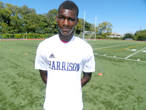 Photo by Jim Hague Harrison defender Modou Sowe has been brilliant in the NJSIAA North 2, Group II playoffs, scoring five goals in two games, enhancing his All-State possibilities.