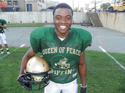 Photo by Jim Hague Queen of Peace senior running back Kevin Momnohin has been one of the most explosive players in New Jersey, gaining close to 2,000 yards on the ground and scoring 33 touchdowns