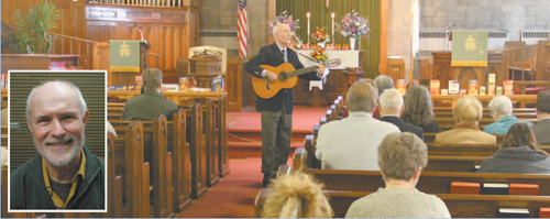 Photo courtesy Grace United Methodist Church, inset photo by Karen Zautyk The initial “Recovering Joy” service last month. Inset: Pastor Nicholas J. Connolly