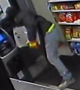 Photos courtesy Belleville PD Top: Suspect Matthew James. Bottom: Security camera image of Belleville cash register heist