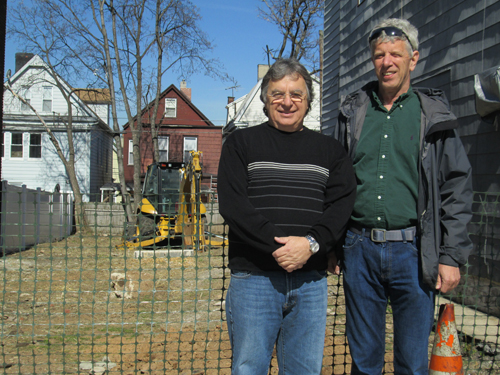 Photo by Ron Leir Construction manager Tom Grossi (l.) and Hudson County Habitat for Humanity Executive Director Tom Bruning at Kearny Habitat site.
