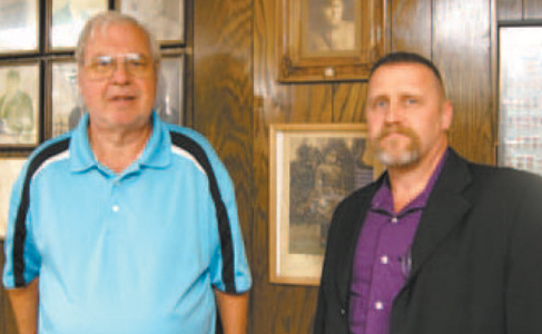 Finance Officer Walter Tomasheski (l.) and Commander Keith McMillan mark the 95th anniversary of the J. E. Frobisher Jr. American Legion Post 99 of Kearny.
