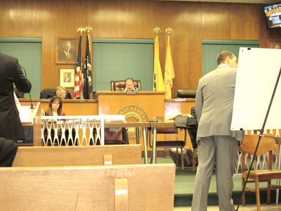 by Ron Leir Ed Russo outlines his residential project at Planning Board meeting.